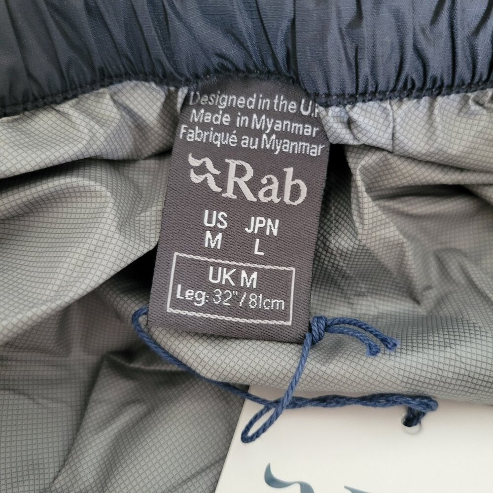 RAB Medium Black Downpour Pants Pertex Shield Waterproof 32" Inseam New w Tags - Picture 7 of 12